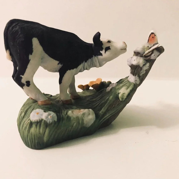 Vtg Cow Holstein Cow Calf Figure by  Peter Barrett Franklin Mint Porcelain - Picture 7 of 11